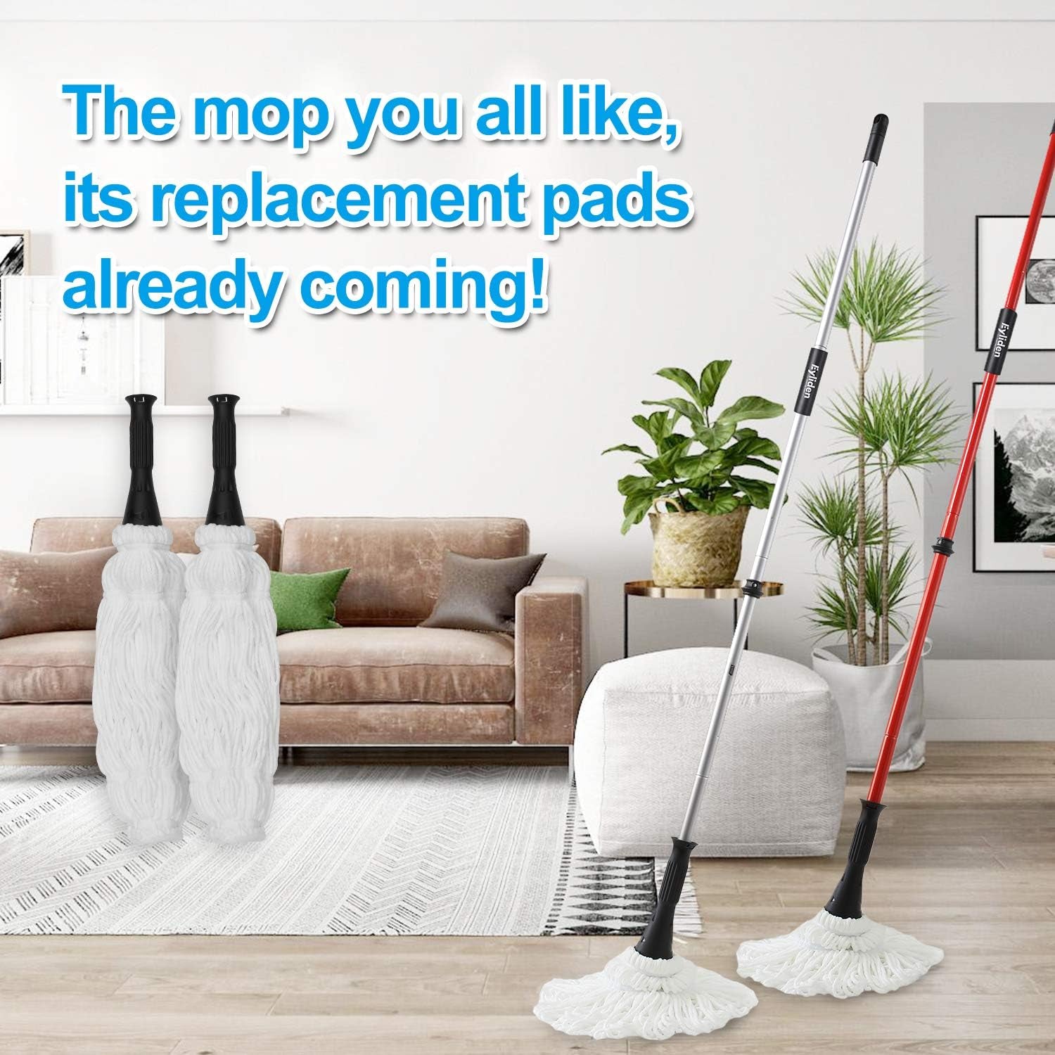 Mop Model No.: FZ-02-2020/FZ-02-2019 Replacement Head, 2Pcs Microfiber Mop Pads for  Twist Mops, Floor Cleaning Mops Head(Not Include Handle), Suitable for Any Surfaces (2Pack Heads)
