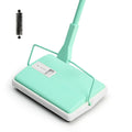 X-Large Carpet Sweeper - Quiet Manual Sweeper for Carpets & Rugs | 1 Extra Refill Roller Brush, Non-Electric, Hand Push, Quietly Cleans Debris and Messes, Restaurant Roller Broom, Mint