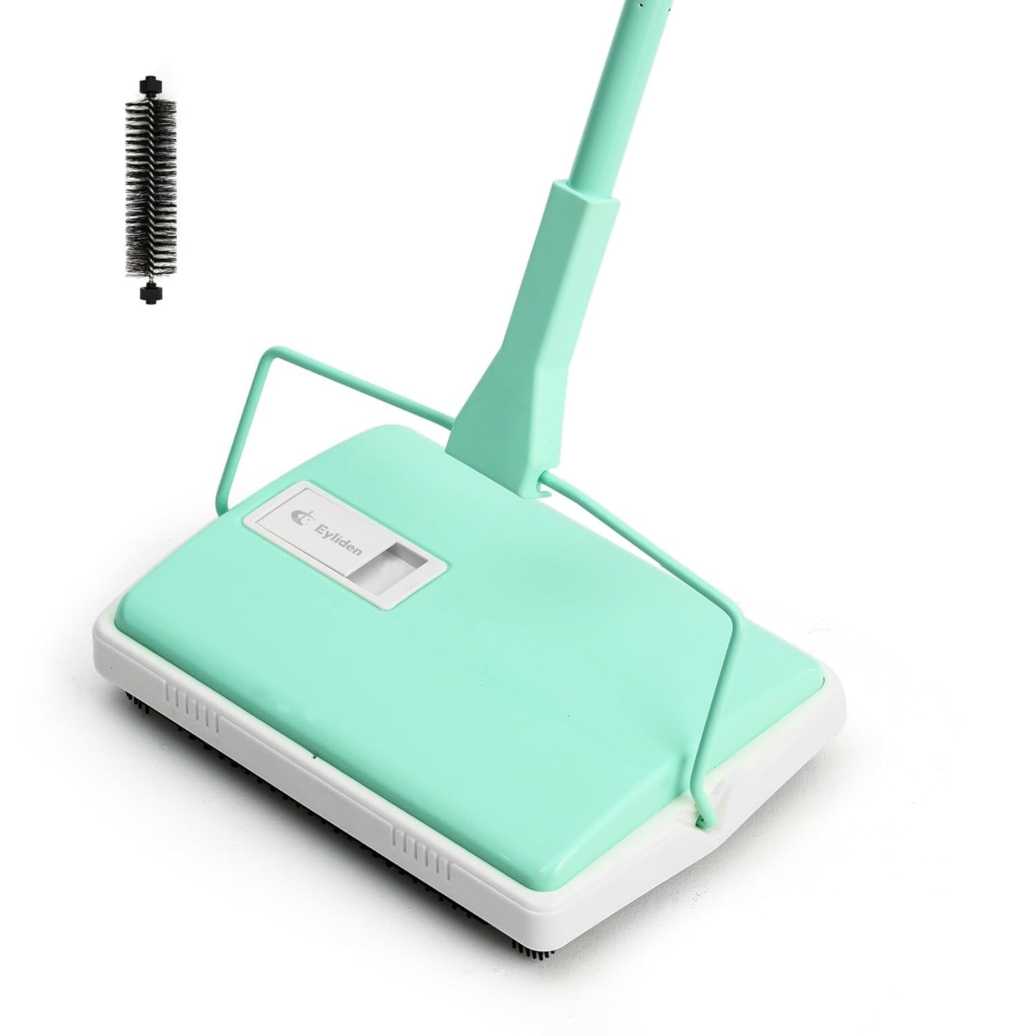 X-Large Carpet Sweeper - Quiet Manual Sweeper for Carpets & Rugs | 1 Extra Refill Roller Brush, Non-Electric, Hand Push, Quietly Cleans Debris and Messes, Restaurant Roller Broom, Mint