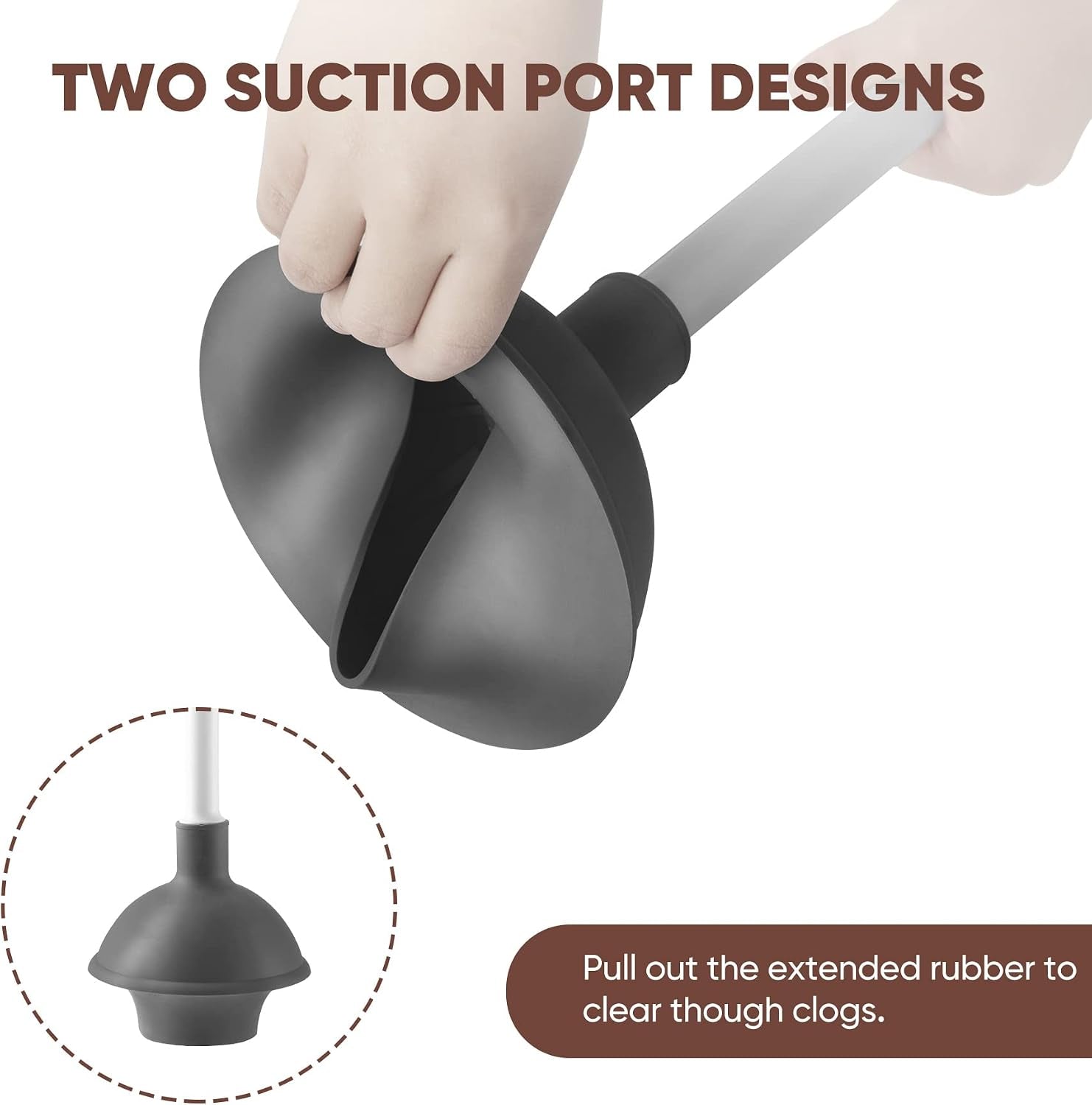 Toilet Plunger and Brush Set, 2-In-1 Compact Holder | Unclogs Toilets, Deep Cleans Bowls, Nylon Bristles, Rubber Cup, Durable Plastic Caddy, Space-Saver, Bathroom Cleaning Tools