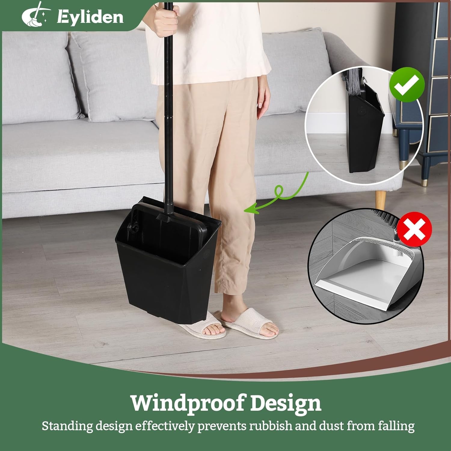 Large Commercial Dustpan with Comb Teeth, Upright Heavy Duty Dust Pan for Restaurants Garages Courtyard Sidewalks Lobby Home Kitchen Room Office Classroom (1Pc Dustpan)