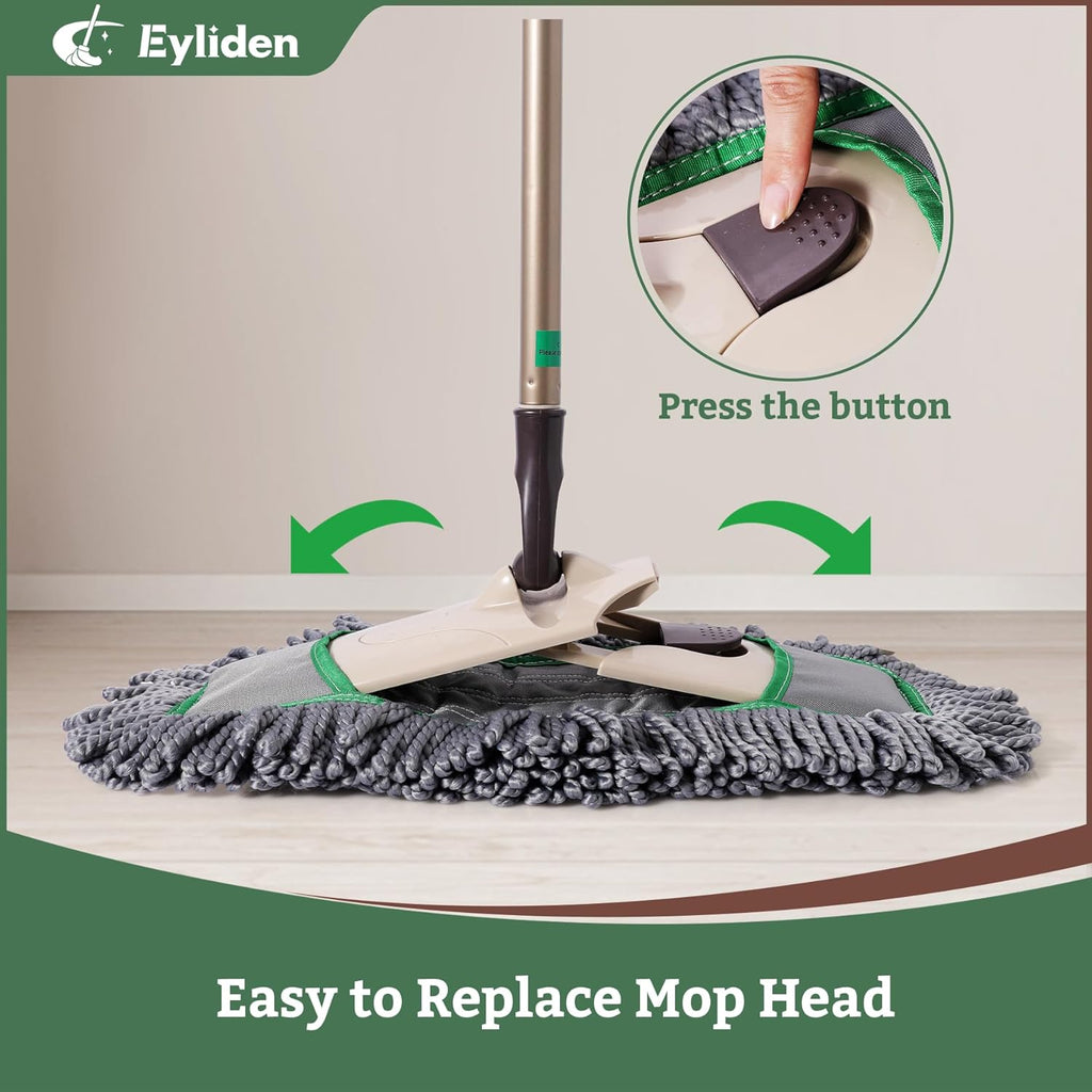 Pro Dust Mop for Floor Cleaning, 3 Reusable Microfiber Thicker Pads | Pet Hair Removal, Spill Absorption, Quick Swap, Adjustable Handle, Dry Mops for Home Commercial, Sweeper Hardwood Vinyl Tile