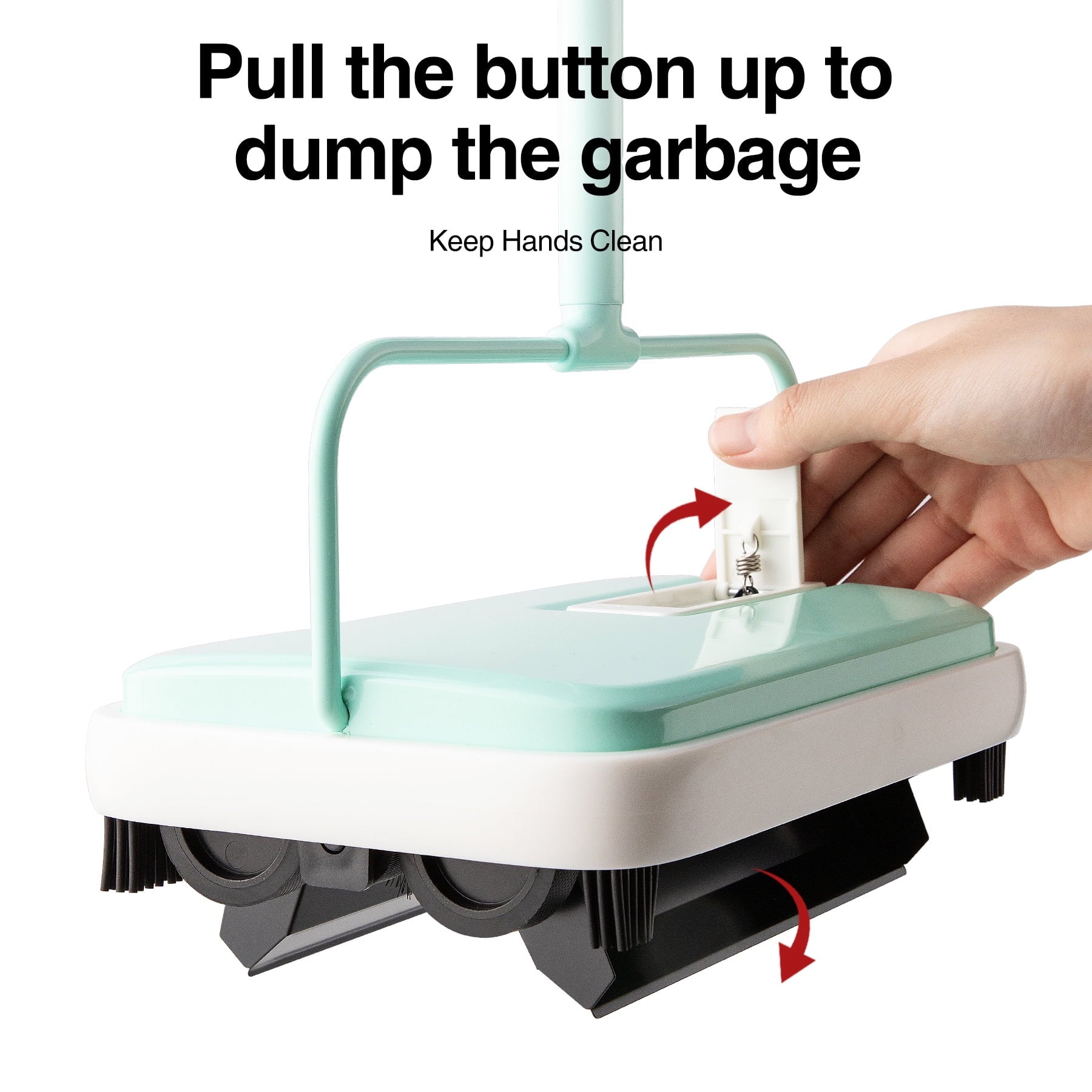Hand Push Carpet Sweeper, Mini Size Lightweight, Non Electric, No Noise, Green
