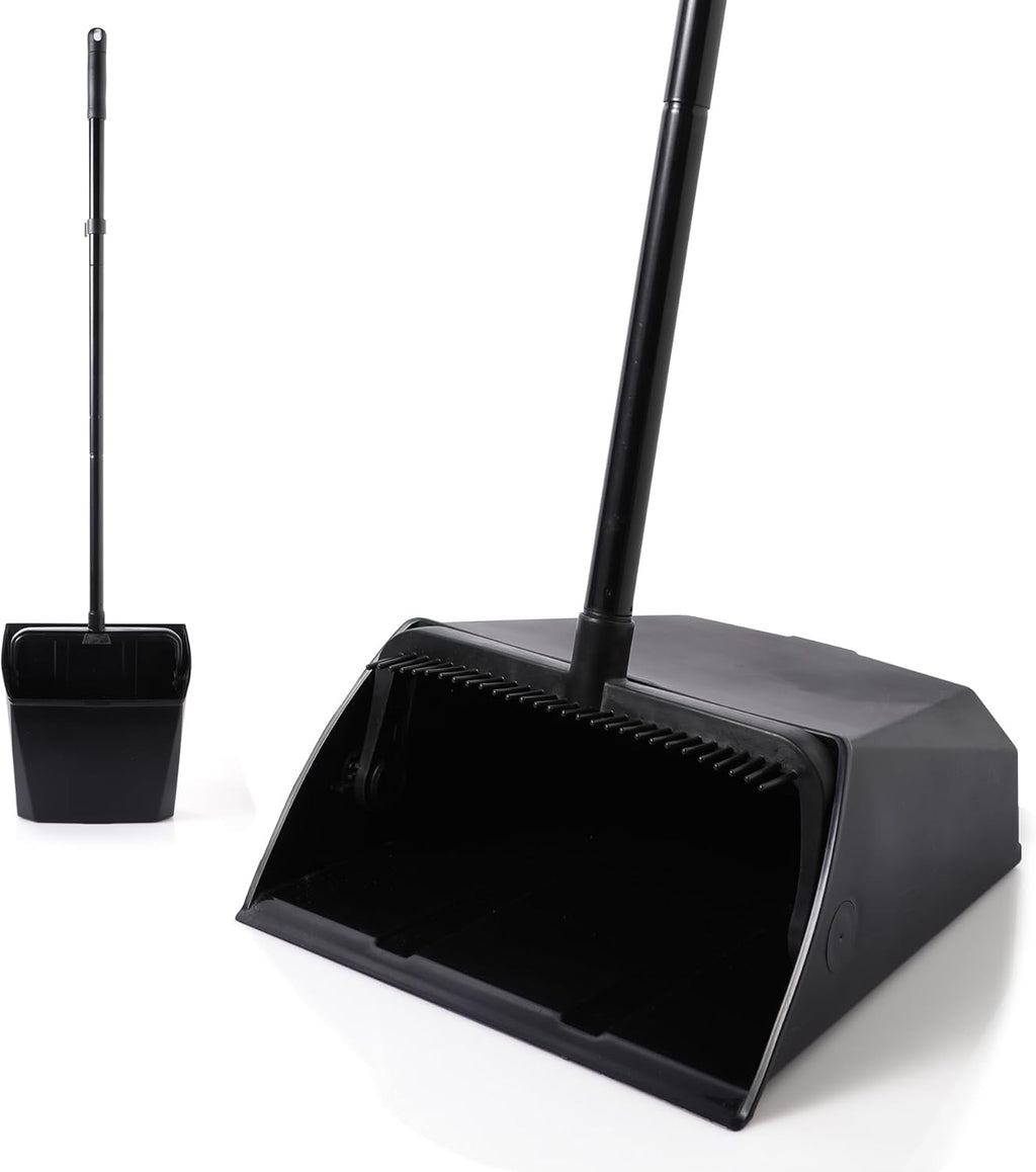 Large Commercial Dustpan with Comb Teeth, Upright Heavy Duty Dust Pan for Restaurants Garages Courtyard Sidewalks Lobby Home Kitchen Room Office Classroom (1Pc Dustpan)