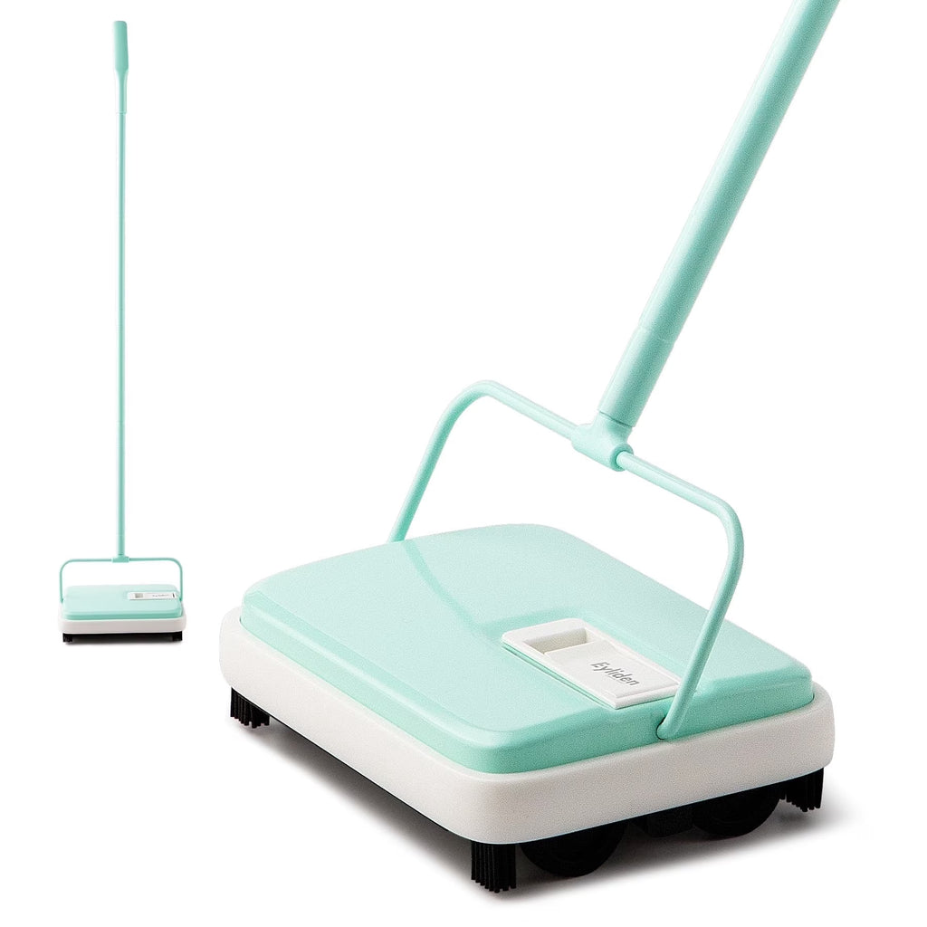 Hand Push Carpet Sweeper, Mini Size Lightweight, Non Electric, No Noise, Green