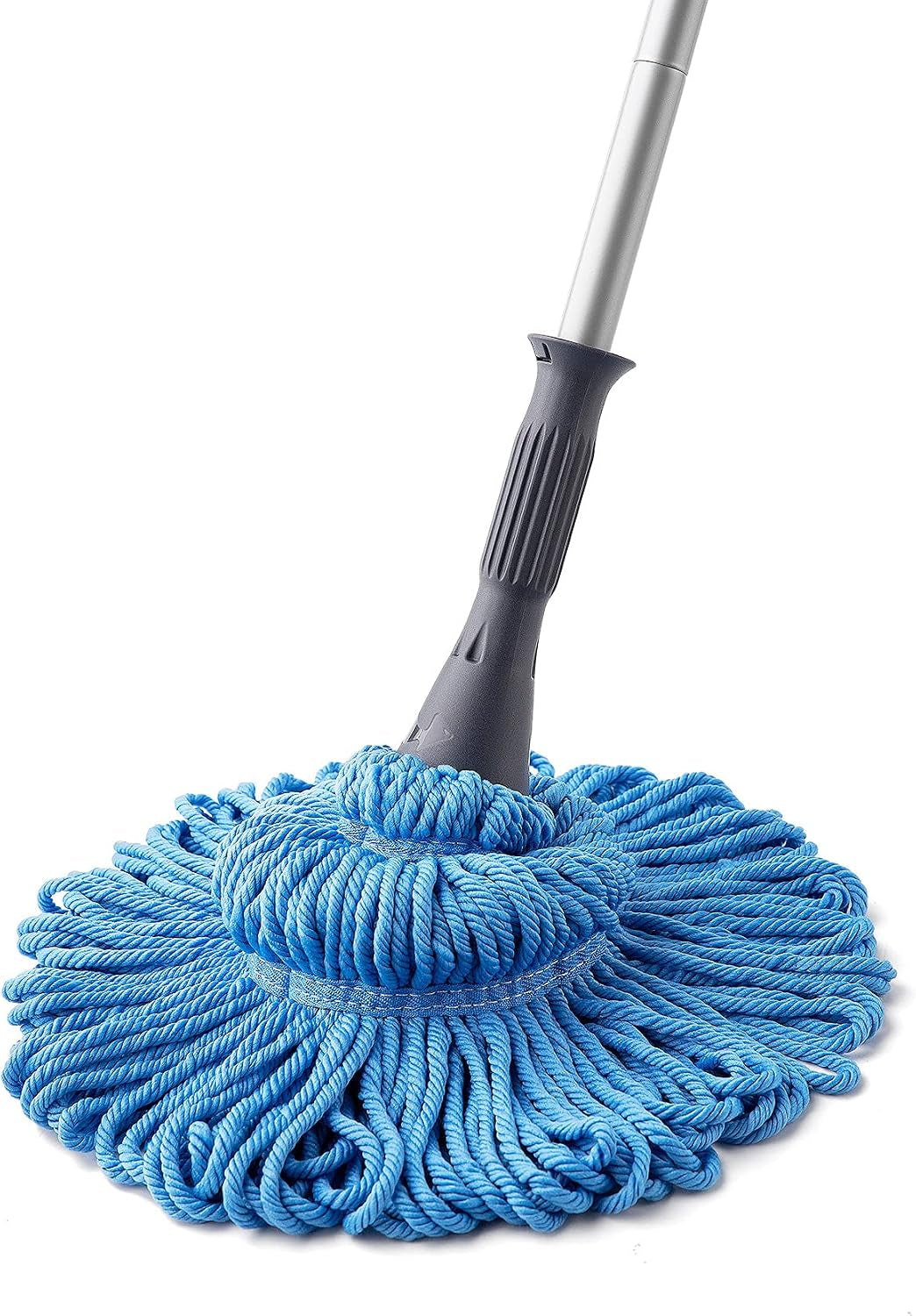 Mop with 2 Reusable Microfiber Heads, Easy Wringing Twist Mop | 57.5 Inch Long Handle, Wet Mops for Floor Cleaning, Commercial Household Clean Hardwood, Vinyl, Tile and More