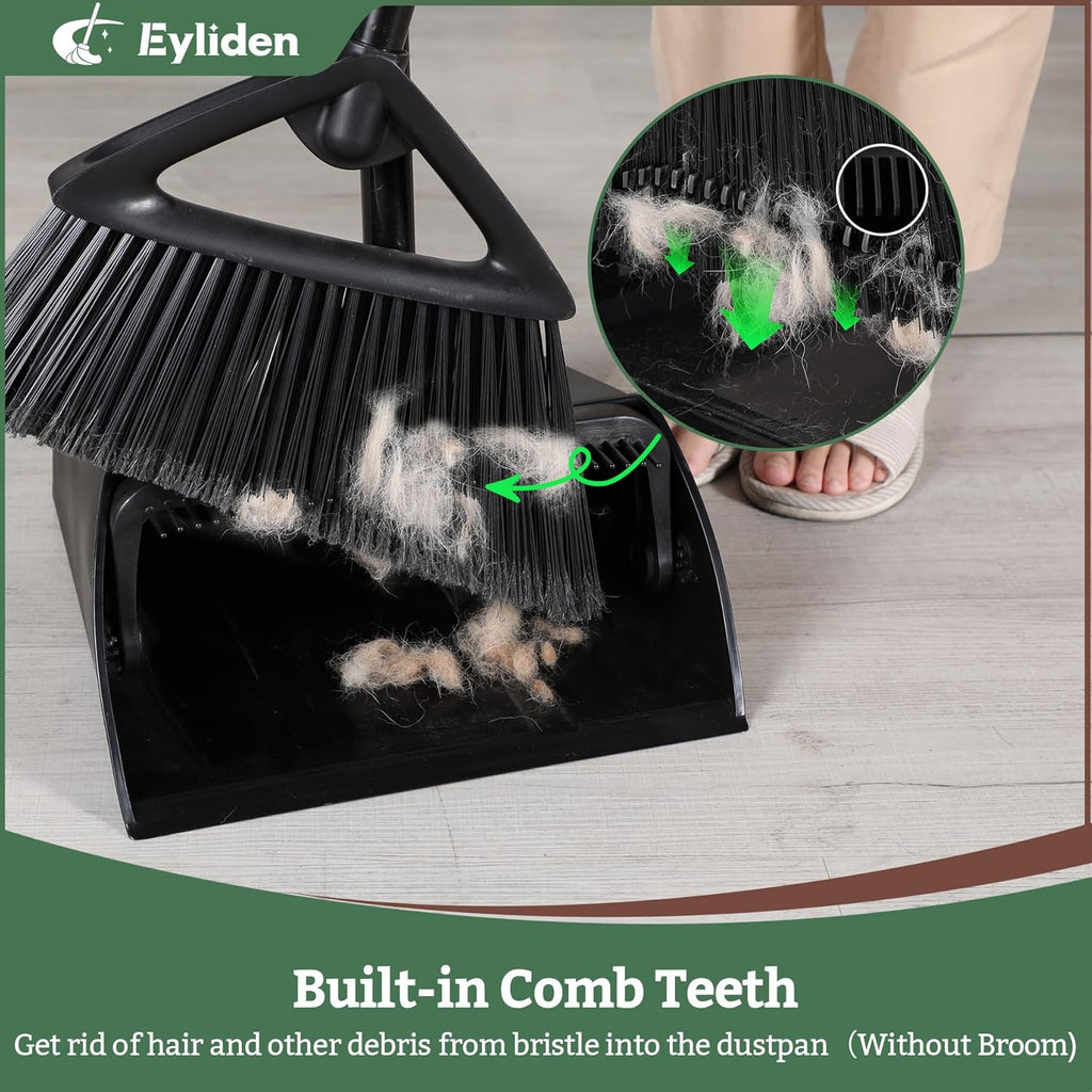 Large Commercial Dustpan with Comb Teeth, Upright Heavy Duty Dust Pan for Restaurants Garages Courtyard Sidewalks Lobby Home Kitchen Room Office Classroom (1Pc Dustpan)