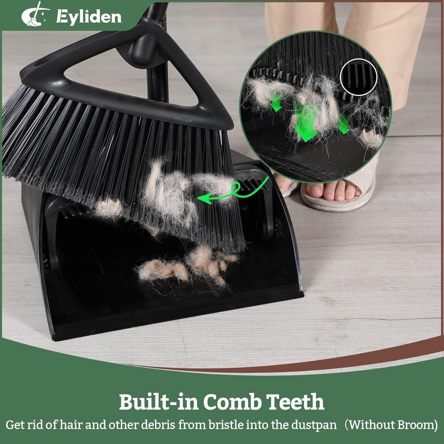 Large Commercial Dustpan with Comb Teeth, Upright Heavy Duty Dust Pan for Restaurants Garages Courtyard Sidewalks Lobby Home Kitchen Room Office Classroom (1Pc Dustpan)