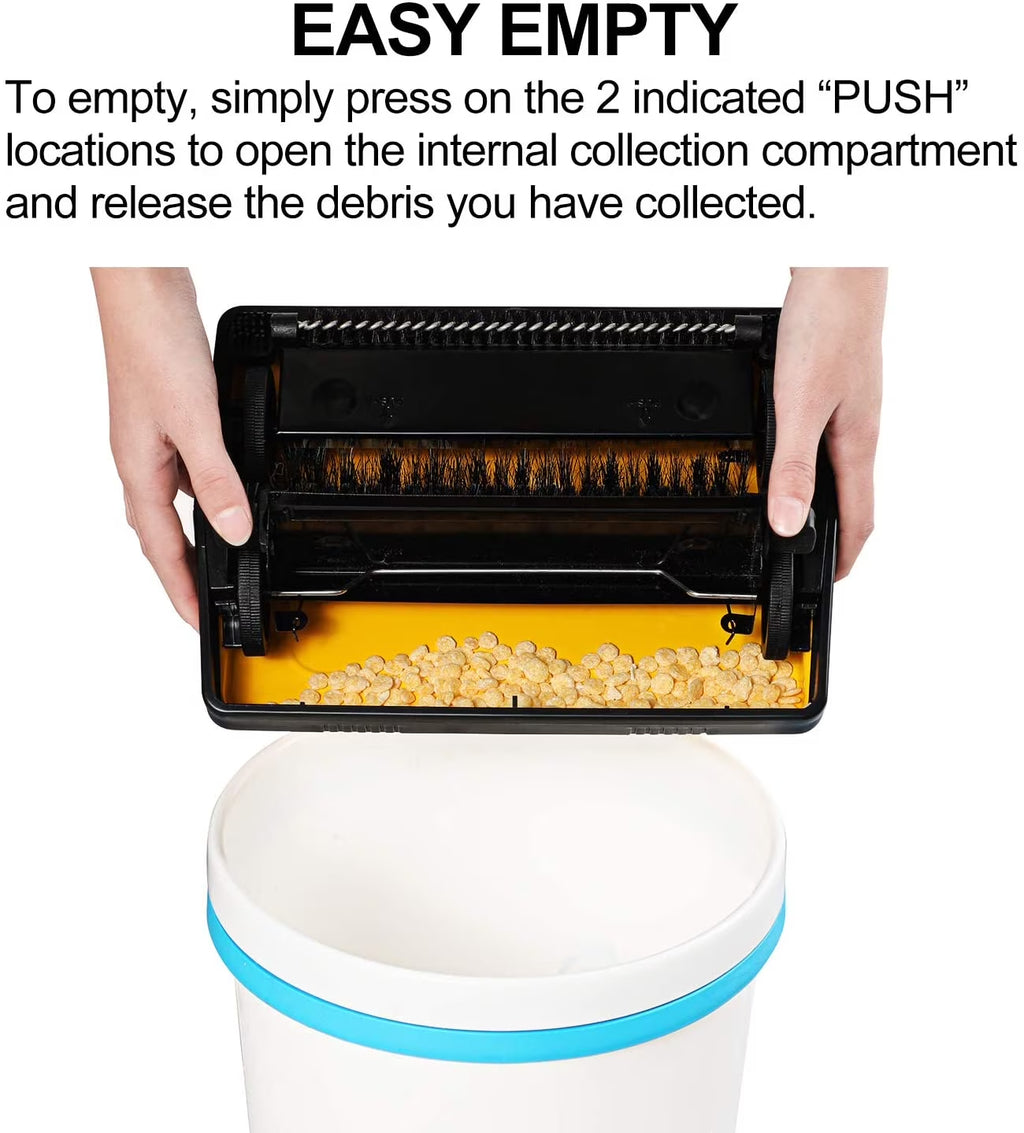 Manual Hand Push Carpet Sweeper Cleaner for Low Carpets Rugs, Yellow Color