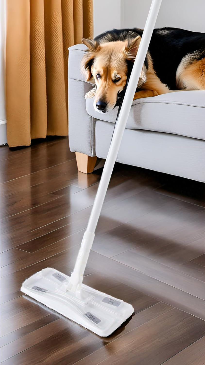 Sweeper Mop with 58" Long Handle, 36 Disposable Dry Refills | 12 Heavy-Duty Pet Hair Pads, 24 Dry Sweeping Cloths, for Hardwood Tile Vinyl Floor & Multi Surface Cleaning, Pad-Lock System