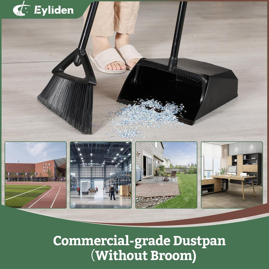 Large Commercial Dustpan with Comb Teeth, Upright Heavy Duty Dust Pan for Restaurants Garages Courtyard Sidewalks Lobby Home Kitchen Room Office Classroom (1Pc Dustpan)