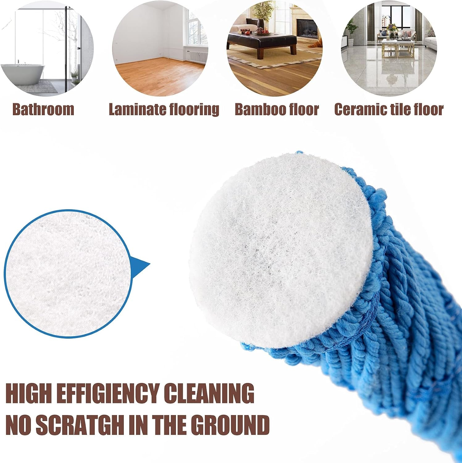 Mop with 2 Reusable Microfiber Heads, Easy Wringing Twist Mop | 57.5 Inch Long Handle, Wet Mops for Floor Cleaning, Commercial Household Clean Hardwood, Vinyl, Tile and More
