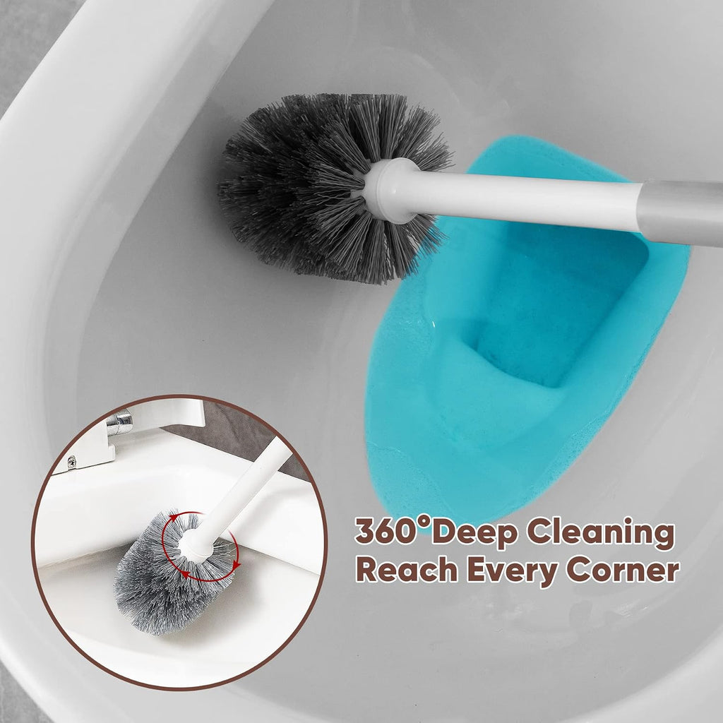 Toilet Plunger and Brush Set, 2-In-1 Compact Holder | Unclogs Toilets, Deep Cleans Bowls, Nylon Bristles, Rubber Cup, Durable Plastic Caddy, Space-Saver, Bathroom Cleaning Tools