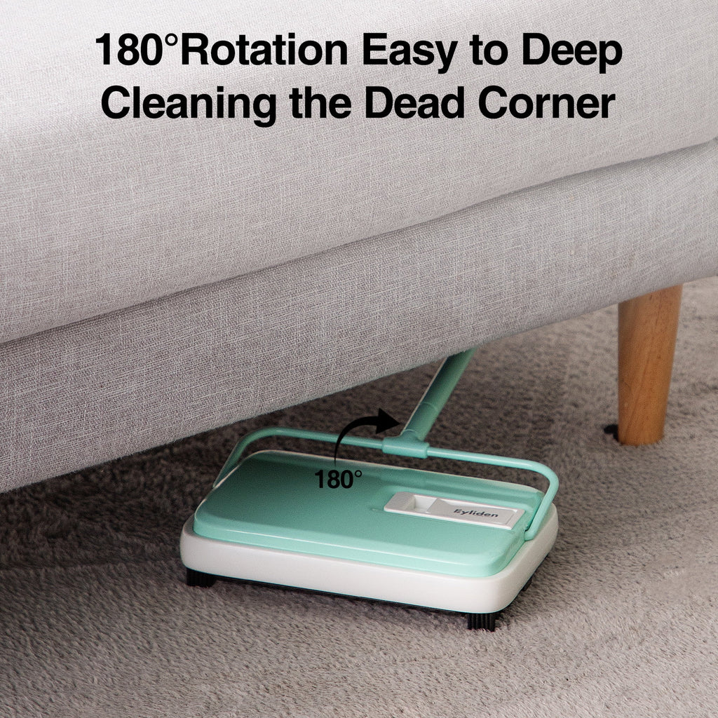 Hand Push Carpet Sweeper, Mini Size Lightweight, Non Electric, No Noise, Green