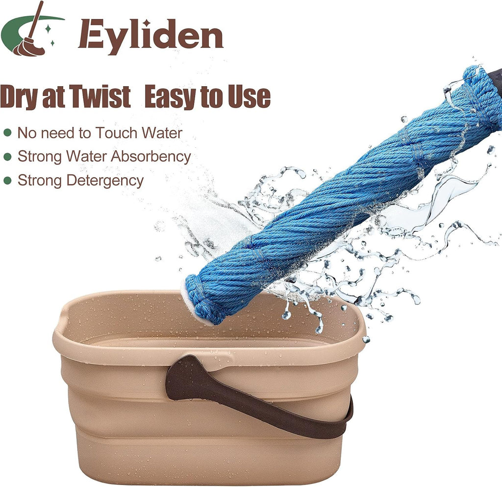 Mop with 2 Reusable Microfiber Heads, Easy Wringing Twist Mop | 57.5 Inch Long Handle, Wet Mops for Floor Cleaning, Commercial Household Clean Hardwood, Vinyl, Tile and More