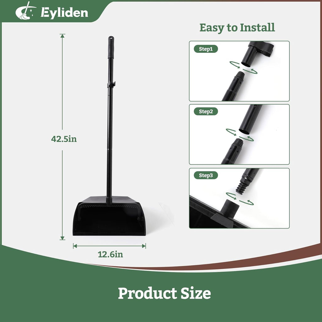 Large Commercial Dustpan with Comb Teeth, Upright Heavy Duty Dust Pan for Restaurants Garages Courtyard Sidewalks Lobby Home Kitchen Room Office Classroom (1Pc Dustpan)