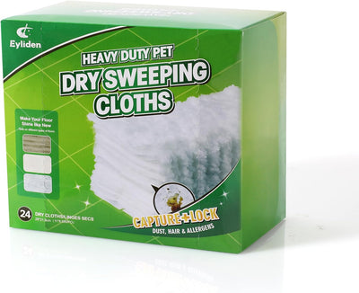 24 Count Heavy-Duty Pet Hair Sweeper Pads | Universal 10 Inch Refills | Deep Fiber Lock Technology for Fur & Dust | Dry Floor Cleaning Cloths