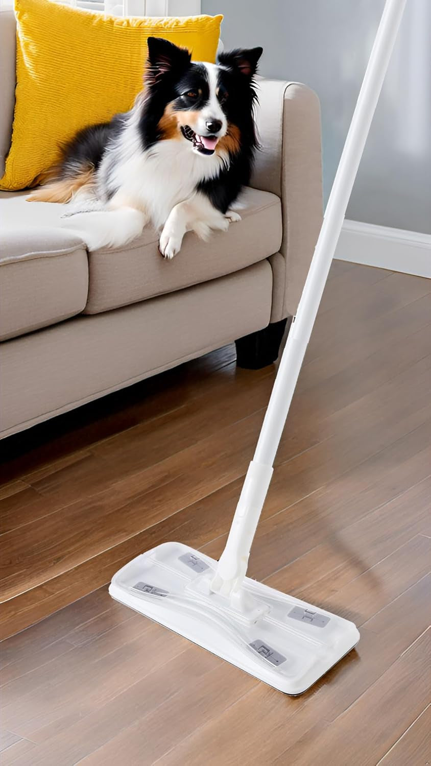 Sweeper Mop with 58" Long Handle, 36 Disposable Dry Refills | 12 Heavy-Duty Pet Hair Pads, 24 Dry Sweeping Cloths, for Hardwood Tile Vinyl Floor & Multi Surface Cleaning, Pad-Lock System