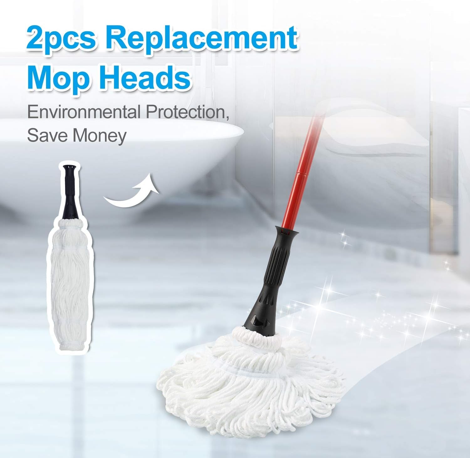 Mop Model No.: FZ-02-2020/FZ-02-2019 Replacement Head, 2Pcs Microfiber Mop Pads for  Twist Mops, Floor Cleaning Mops Head(Not Include Handle), Suitable for Any Surfaces (2Pack Heads)