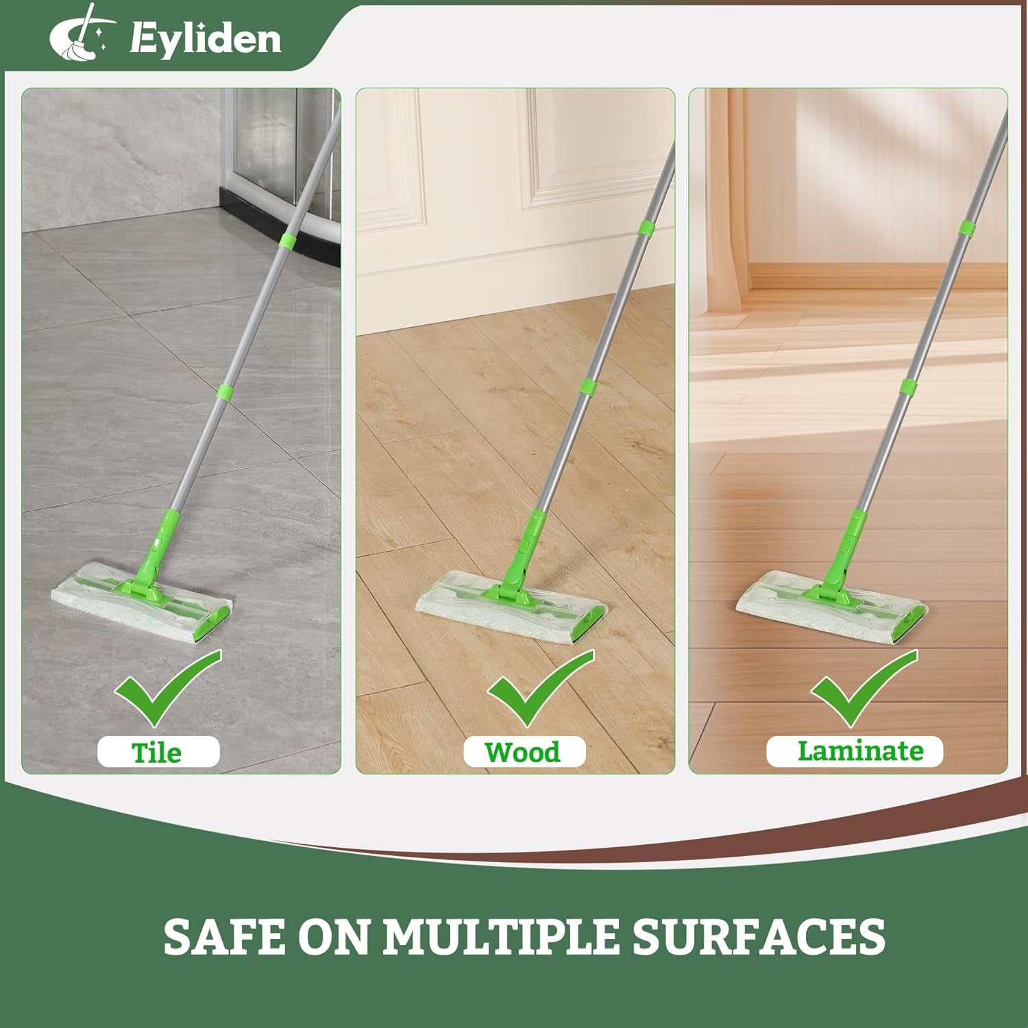 24 Count Wet Mop Pads Refills, Pre-Moistened Floor Cleaning Disposable Pads with Cleaner for 10 Inch Sweeper Mops, Safe for Hardwood Laminate Tile Vinyl and Linoleum Floors