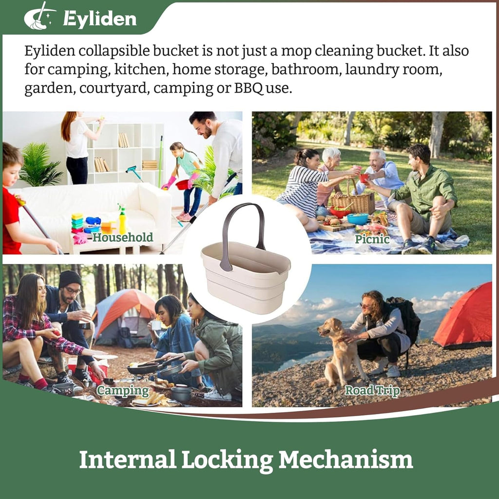 Collapsible Bucket, Bucket for Cleaning Mop, 10L(2.6Gallon) Multiuse Foldable Water Pail, Portable Handy Basket for Cleaning Mop, Camping, Tailgating and More | Space-Saving Bucket for Camping, Fishing, Picnics, Outdoor Adventures, Cleaning Bucket for Hom