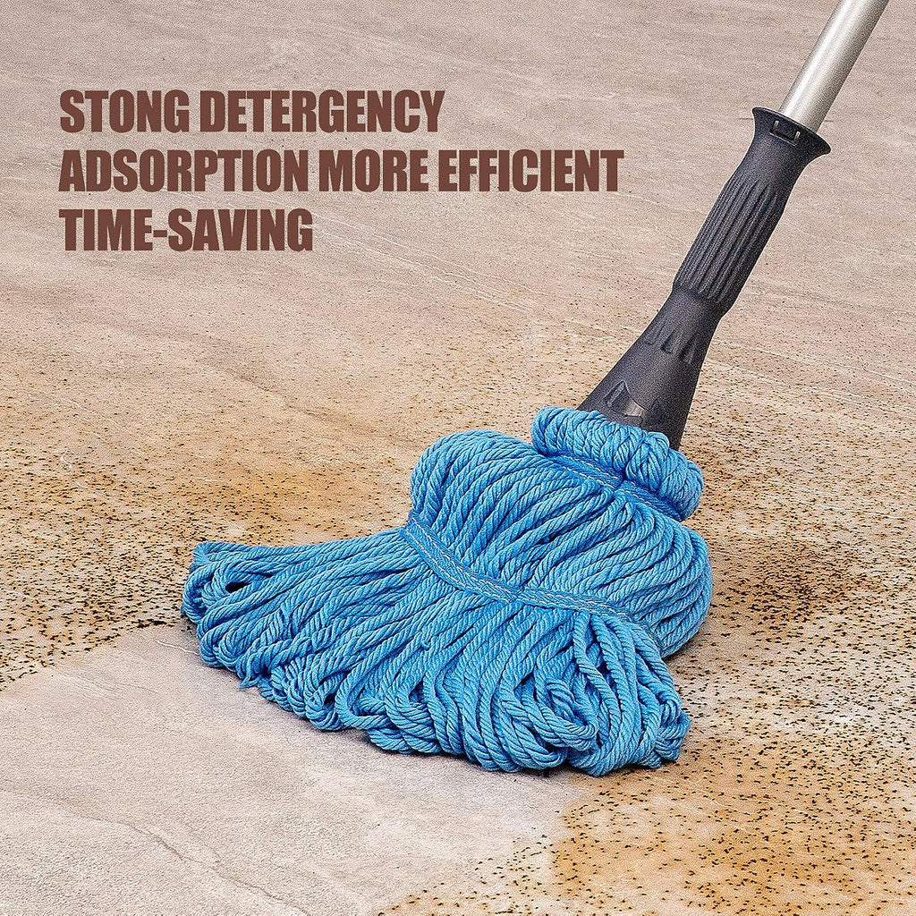 Mop with 2 Reusable Microfiber Heads, Easy Wringing Twist Mop | 57.5 Inch Long Handle, Wet Mops for Floor Cleaning, Commercial Household Clean Hardwood, Vinyl, Tile and More