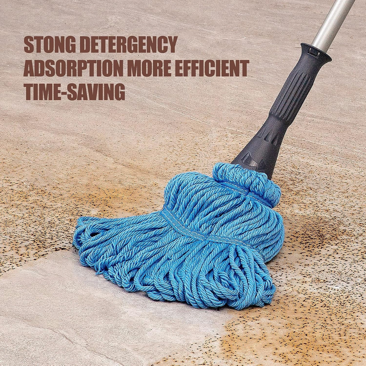 Mop with 2 Reusable Microfiber Heads, Easy Wringing Twist Mop | 57.5 Inch Long Handle, Wet Mops for Floor Cleaning, Commercial Household Clean Hardwood, Vinyl, Tile and More