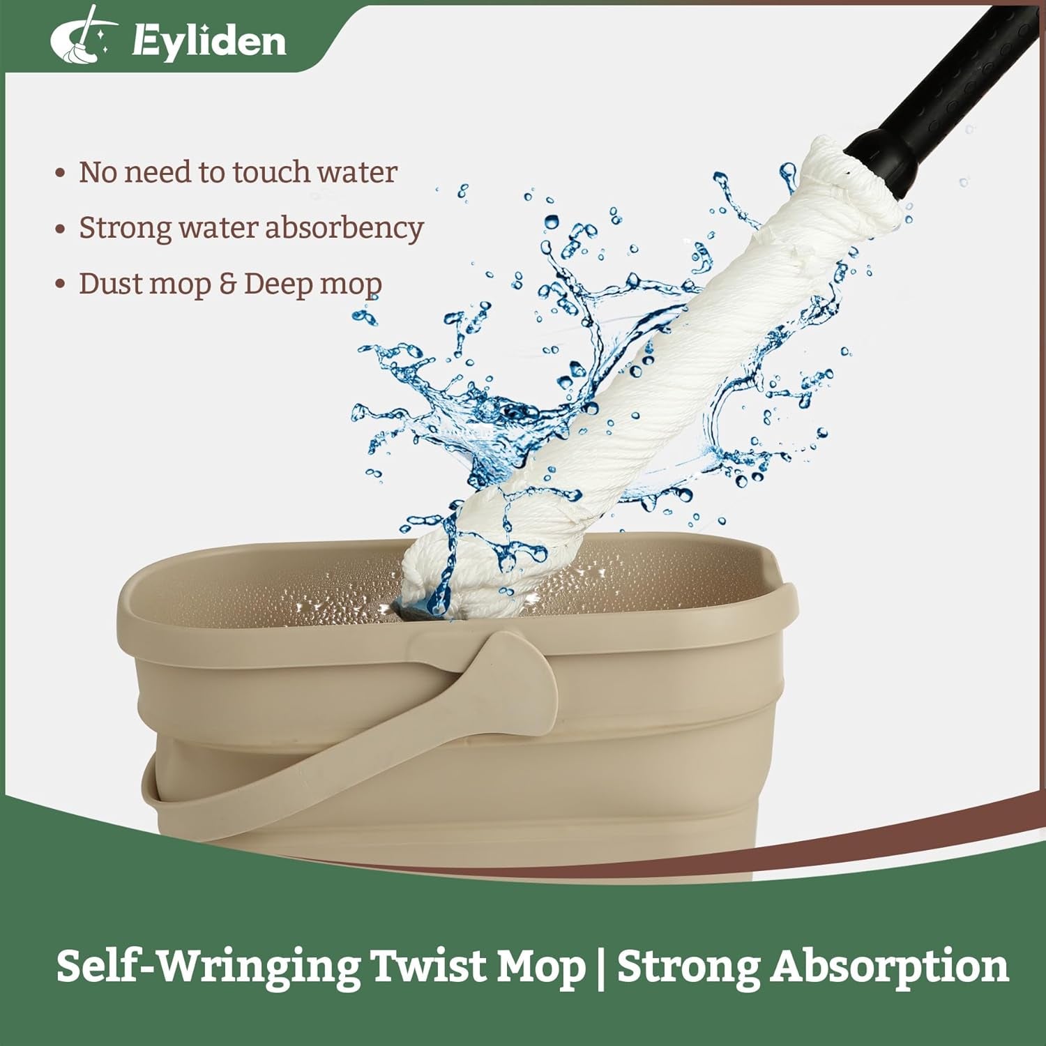 Microfiber Mop Head Refills, 2-Pack, Compatible with JX-0001  Twist Mop - Simple (White)